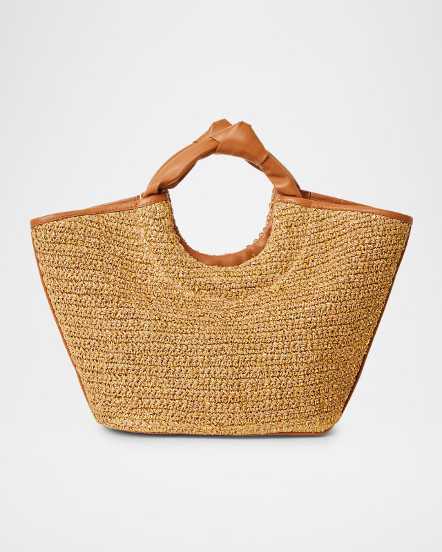 Florian Knotted Metallic Raffia Tote Bag
